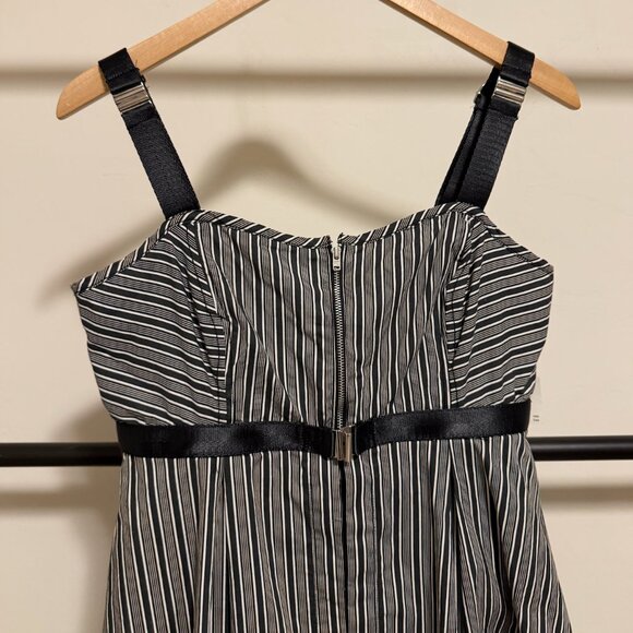 NWT By Anthropologie Black & White Stripe Square-Neck Asymmetric Romper Dress S - Picture 6 of 16